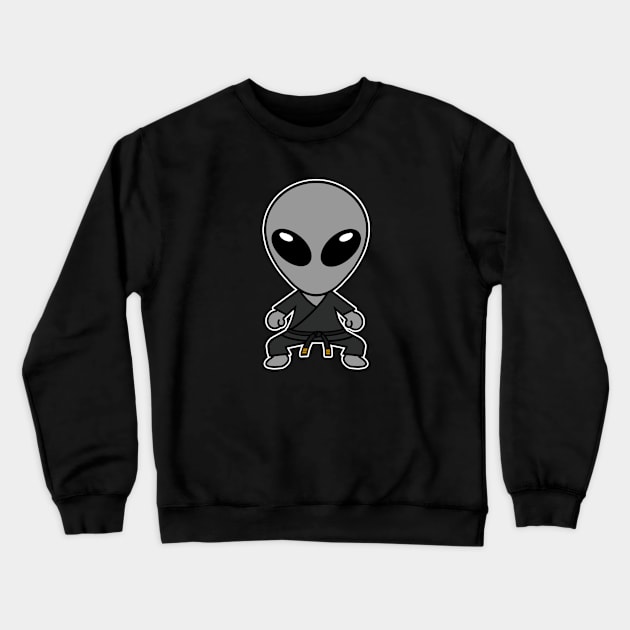 Karate Gray Alien Extraterrestrial Dark Gi Crewneck Sweatshirt by SpaceAlienTees